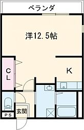 レレーヴ・ルージュ 2階ワンルームの間取り