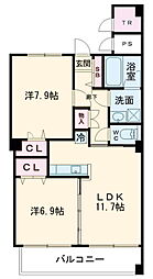 ラトナ東口ビル 7階2LDKの間取り
