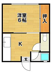 コーポ奥名Ａ 2階1Kの間取り