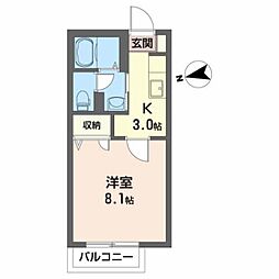 ドラゴンパークスＦ 1階1Kの間取り