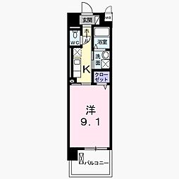 エテルノりんくう 1Kの間取図画像