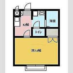 アンプルールブワ虹 1階1Kの間取り