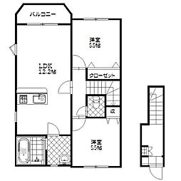 トレステーラＵＳＡ 2階2LDKの間取り