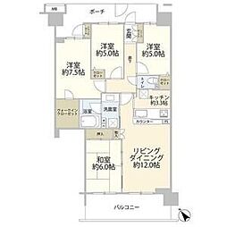 埼玉高速鉄道 南鳩ヶ谷駅 徒歩6分の賃貸マンション 8階4LDKの間取り
