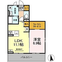 Glicina 201 2階1LDKの間取り