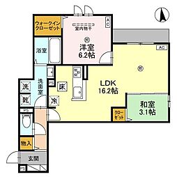 geach永田 1階2LDKの間取り