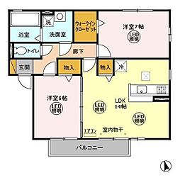 メゾングレース　Ｄ・Ｅ 1階2LDKの間取り