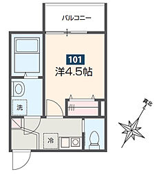MELDIA小川 1階1Kの間取り