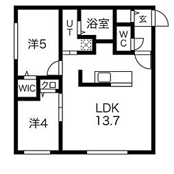precious Kotoni (プレシャスコトニ) 4階2LDKの間取り
