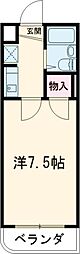 コンフォート楚原 2階1Kの間取り