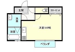 プランタン幸 1階ワンルームの間取り