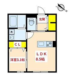 Bijou（ビジュ） 1階1LDKの間取り