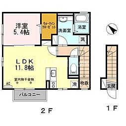 グローリア 2階1LDKの間取り