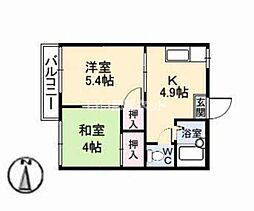 メゾンリアルII 2階2Kの間取り