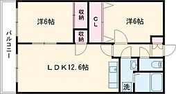 熊本電気鉄道 須屋駅 徒歩6分の賃貸マンション 2階2LDKの間取り
