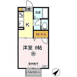 カーサ・デ・三の丸　Ｂ 2階1Kの間取り