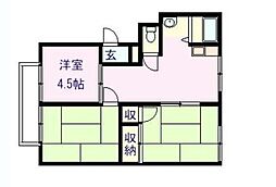 グリーンビレッジ浜玉B 2階3DKの間取り