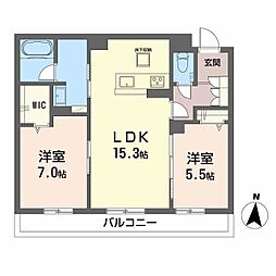 ＷｉｔｈＰｌｕｓ上熊本駅前 1階2LDKの間取り