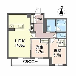 ＷｉｔｈＰｌｕｓ上熊本駅前 2階2LDKの間取り