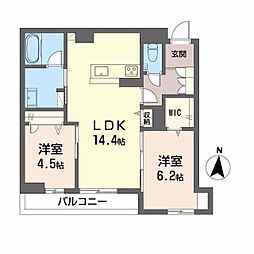 ＷｉｔｈＰｌｕｓ上熊本駅前 2階2LDKの間取り
