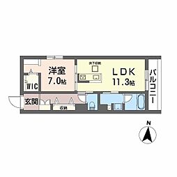 ＤＥＵＸリジエール 1階1LDKの間取り