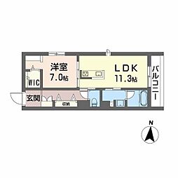 ＤＥＵＸリジエール 3階1LDKの間取り