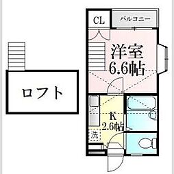 エスペランサ東照宮 2階1Kの間取り