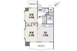 福岡市地下鉄箱崎線 貝塚駅 バス10分 福津市文化会館前下車 徒歩5分の賃貸マンション 8階2DKの間取り