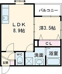 ドラゴンフィールド鳥栖 3階1LDKの間取り