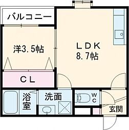 ドラゴンフィールド鳥栖 3階1LDKの間取り