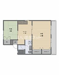 セジュールフタバ 2階2DKの間取り