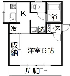 シャトルハウスII 1階1Kの間取り