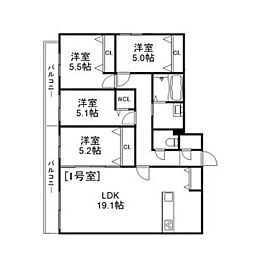 Alivis美園 2階4LDKの間取り