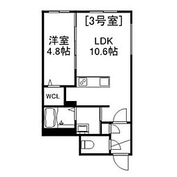 Alivis美園 3階1LDKの間取り