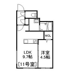 Alivis美園 3階1LDKの間取り