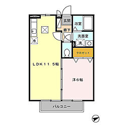 サニーコート杉本　Ｃ 1階1LDKの間取り