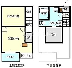 観桜荘 1階ワンルームの間取り