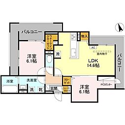 JR片町線(学研都市線) 星田駅 徒歩8分の賃貸アパート 3階2LDKの間取り