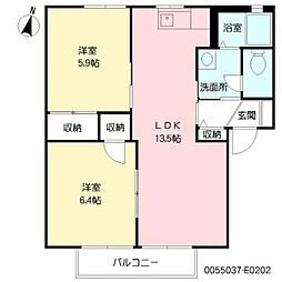 ヴィラマルベリー　Ｅ棟 2階2LDKの間取り