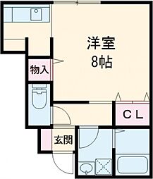 suns荒尾 1階ワンルームの間取り