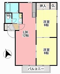ディアスＫ 1階2LDKの間取り