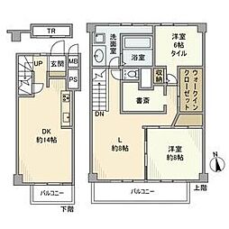 経堂セントラルマンション 415 7階2LDKの間取り