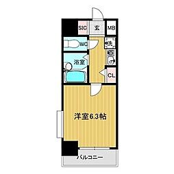 サンライズ長田 3階1Kの間取り