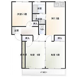 ハシモトレジデンス 3階3DKの間取り