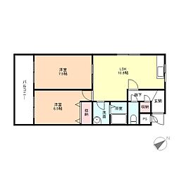 ベルトピアＫＩＴＡＤＡＩ 3階2LDKの間取り