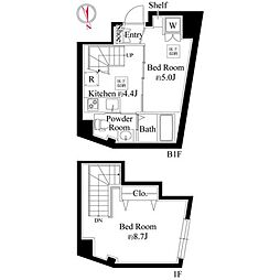ジュネス板橋 地下1階2DKの間取り