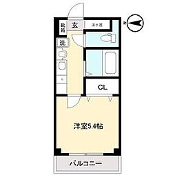 エバライフ 3階1Kの間取り