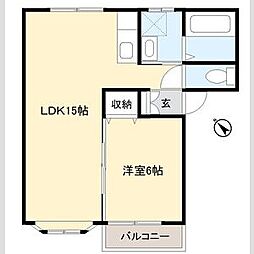 ファンタジアIII 2階1LDKの間取り