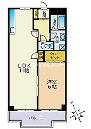 クレベール片野 1LDKの間取図画像