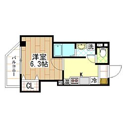 みおつくし京橋 7階1Kの間取り